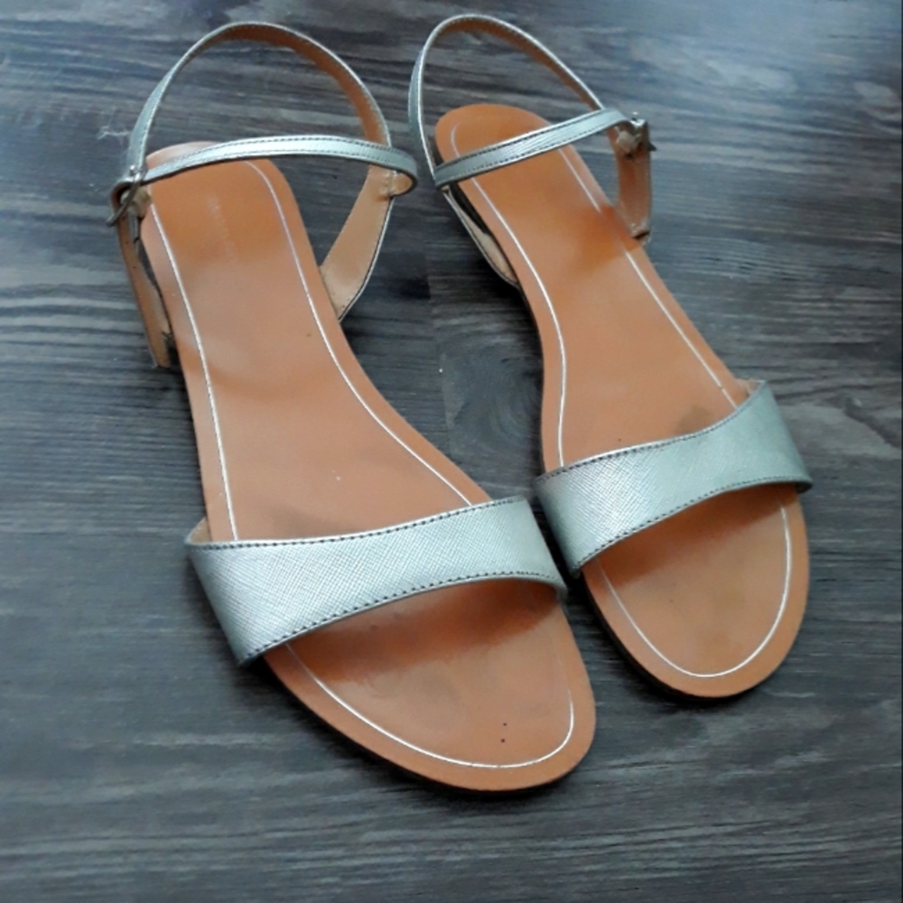 Banana Republic metallic silver leather sandals